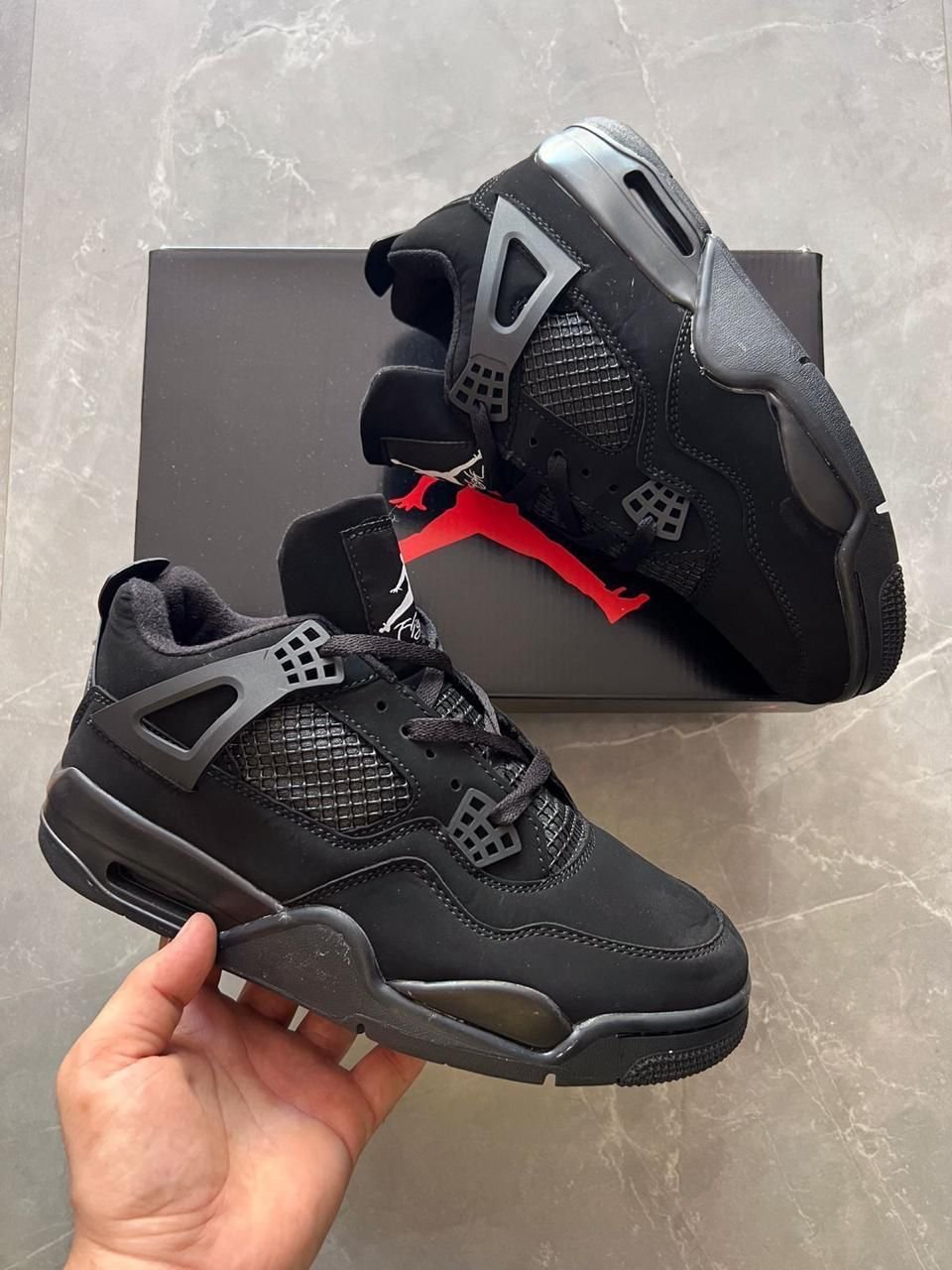 Men's Full Black Retro Branded Sneakers