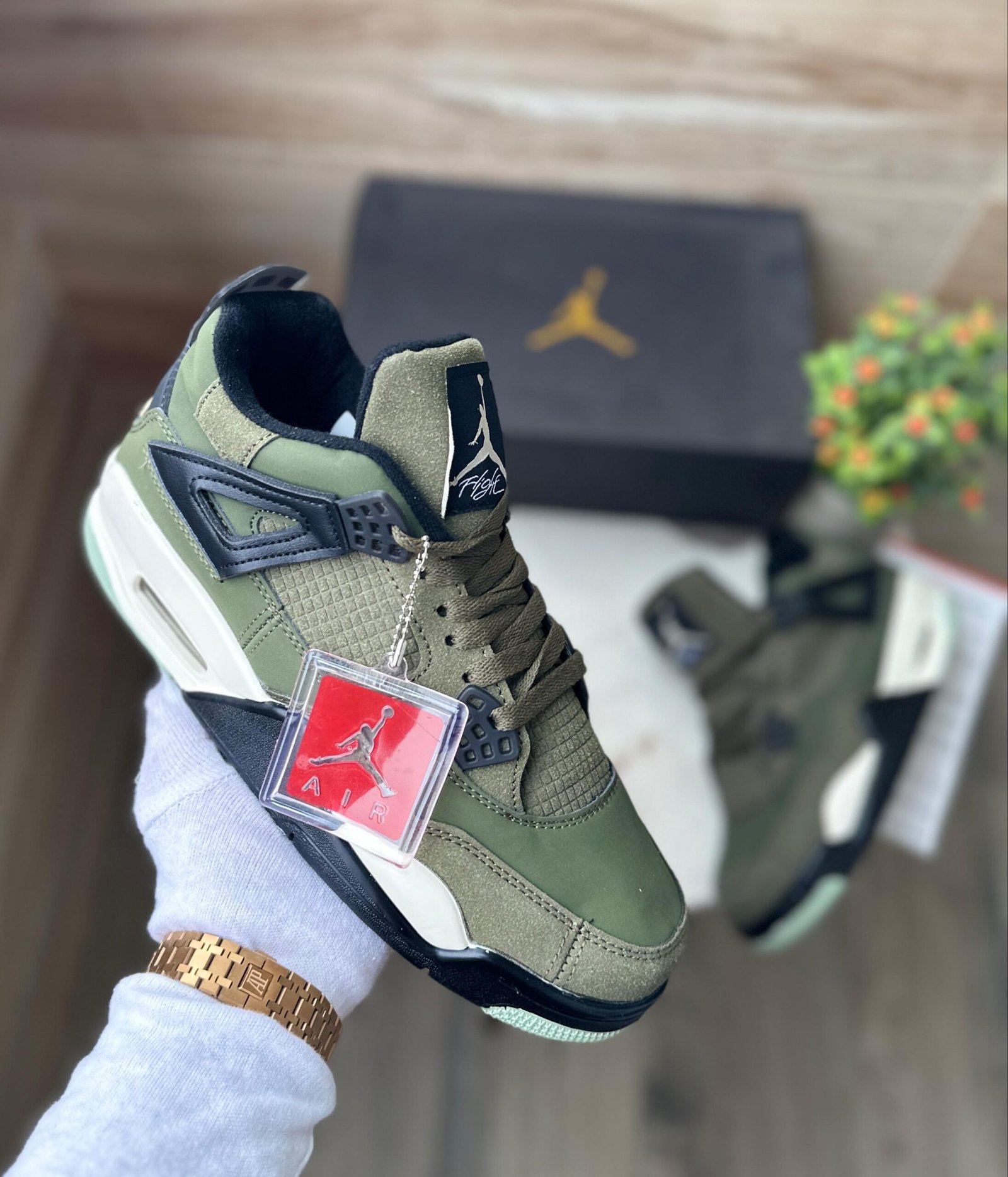 Retro 4 Kraft Olive Green Sneaker For Boys