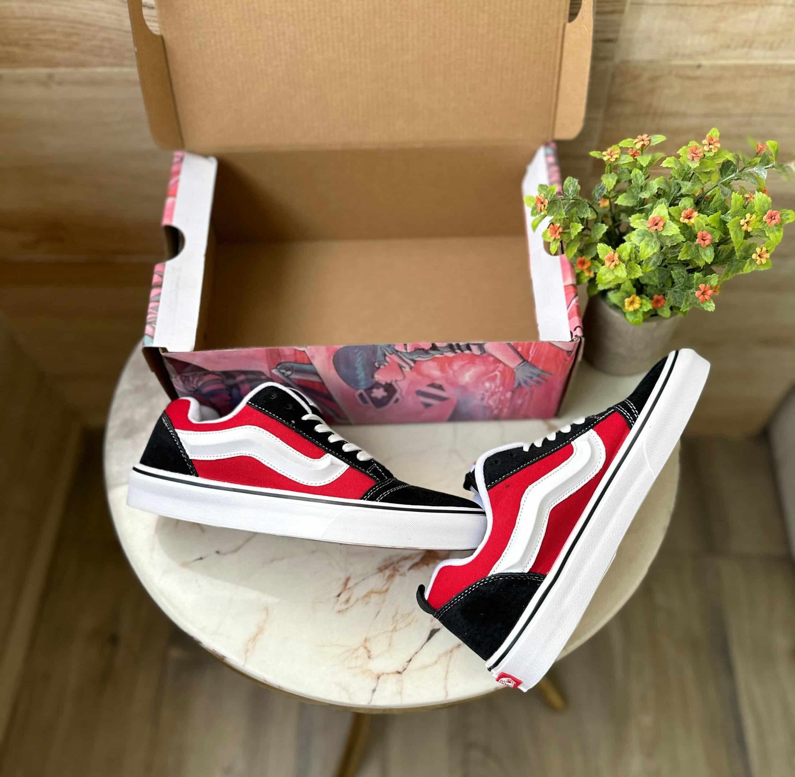 Old Skool Knu Black Red Sneakers On Sale (1) Old Skool Knu Black Red Sneakers On Sale