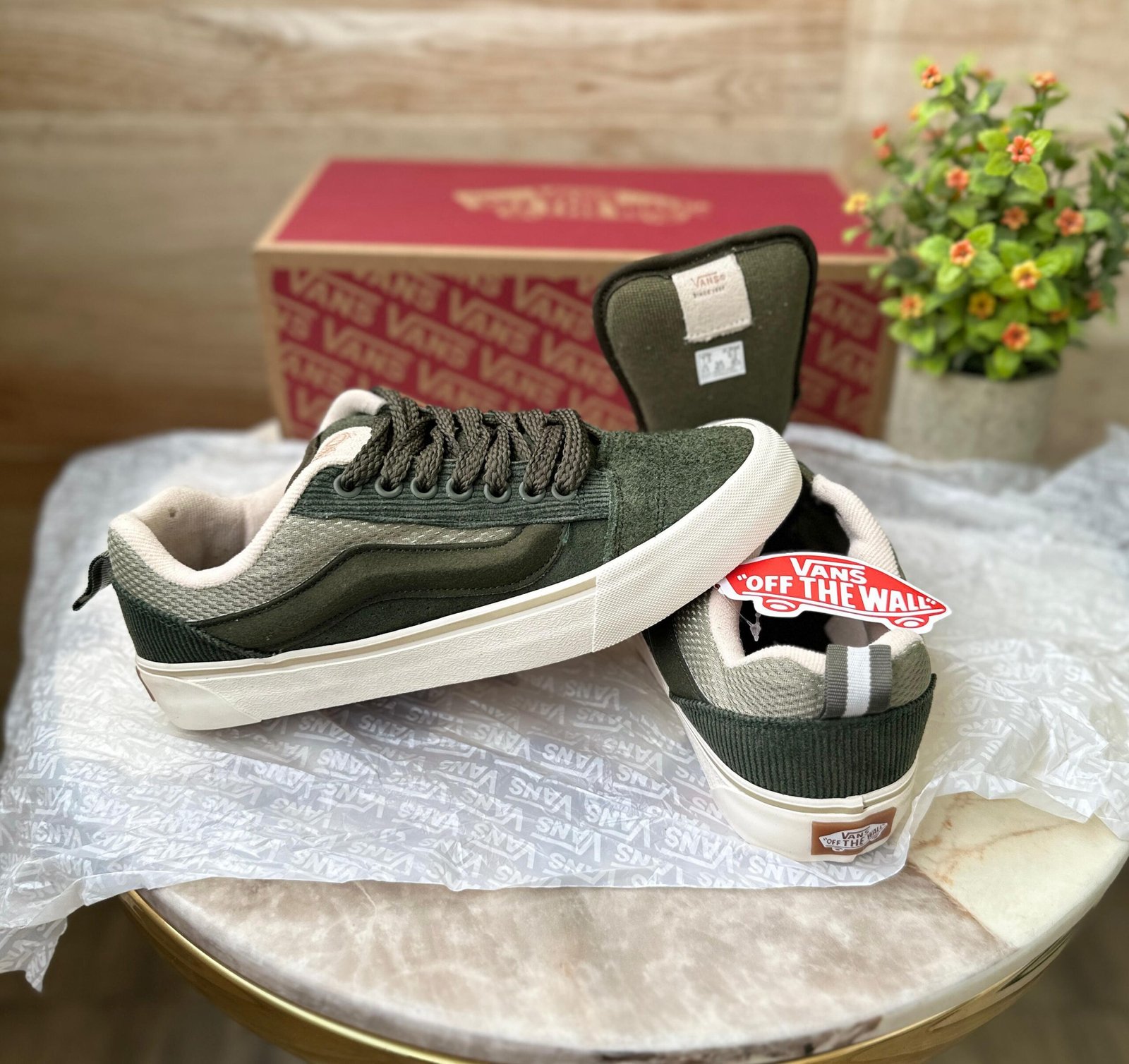 Old Skool Knu Olive Green Unisex Sneakers