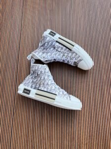 B23 High Black White Pattern Sneakers (3)