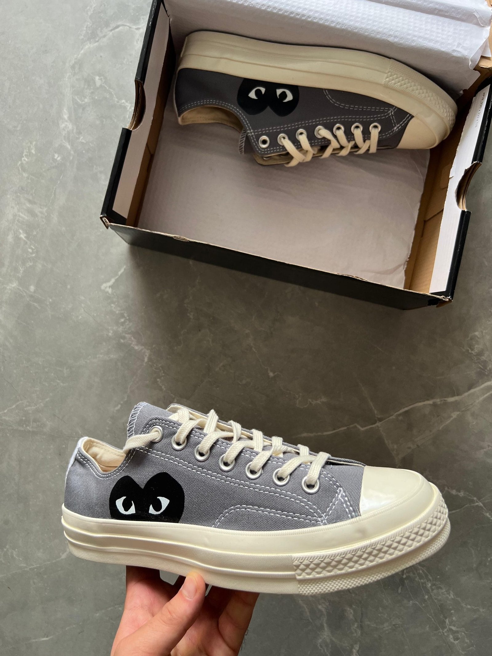 Play Black Heart Grey Sneakers Low Top (1) Play Black Heart Grey Sneakers Low Top