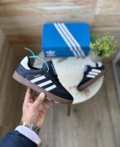 Samba Black Imported Leather Sneakers Unisex (2)