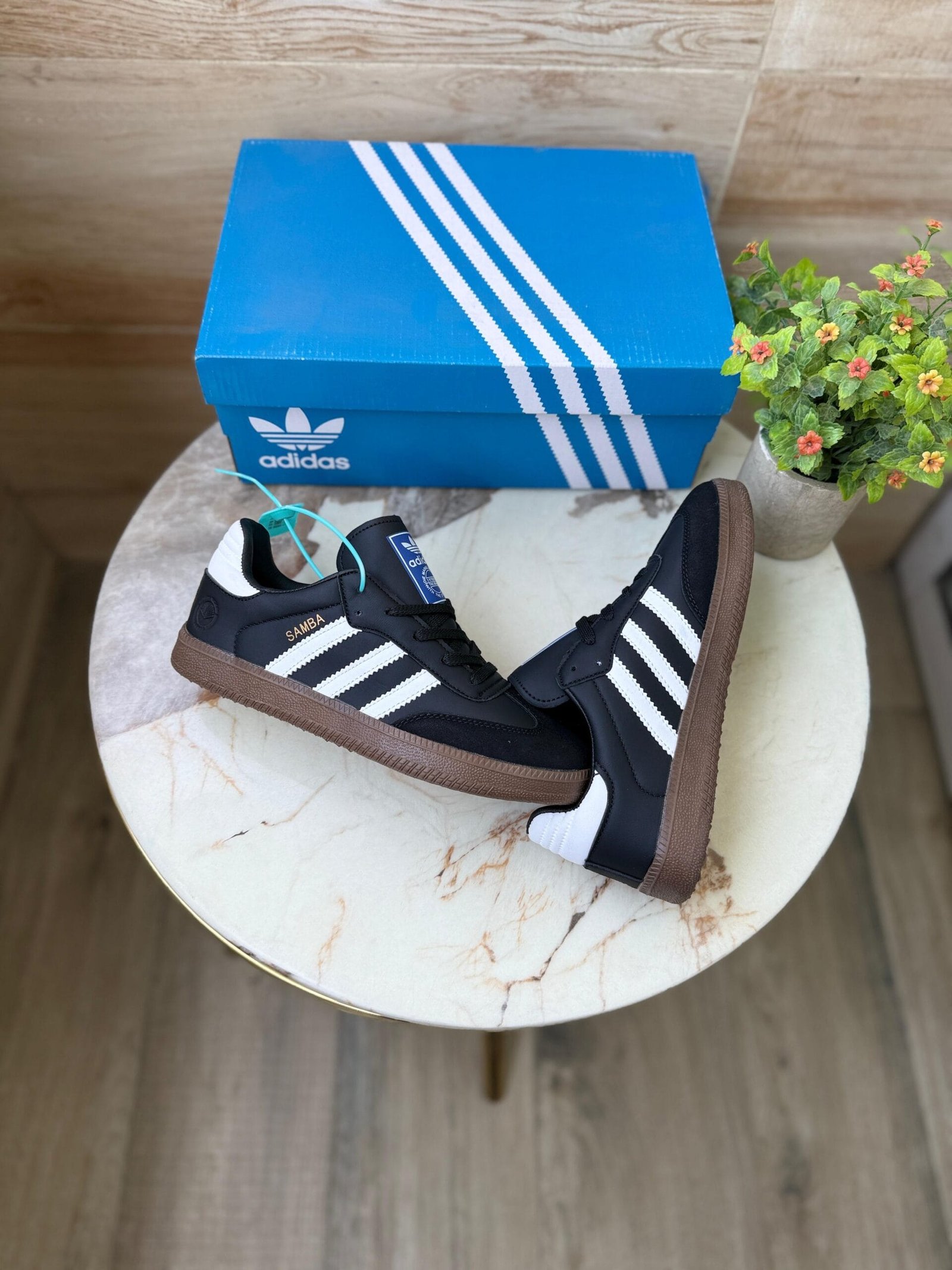 Samba Black Imported Leather Sneakers Unisex