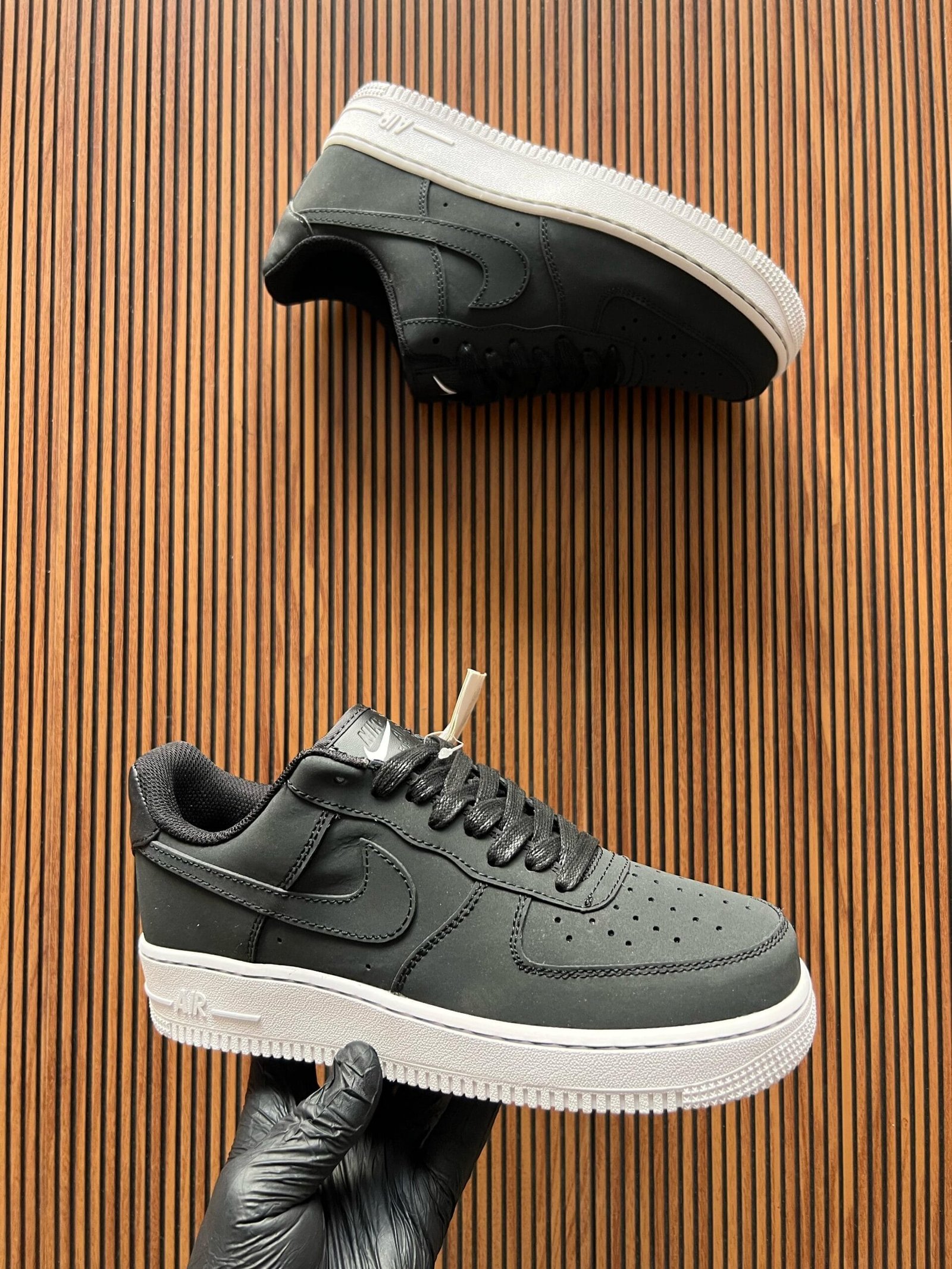 Black Air Force And White Sole Sneakers For Boys (1)