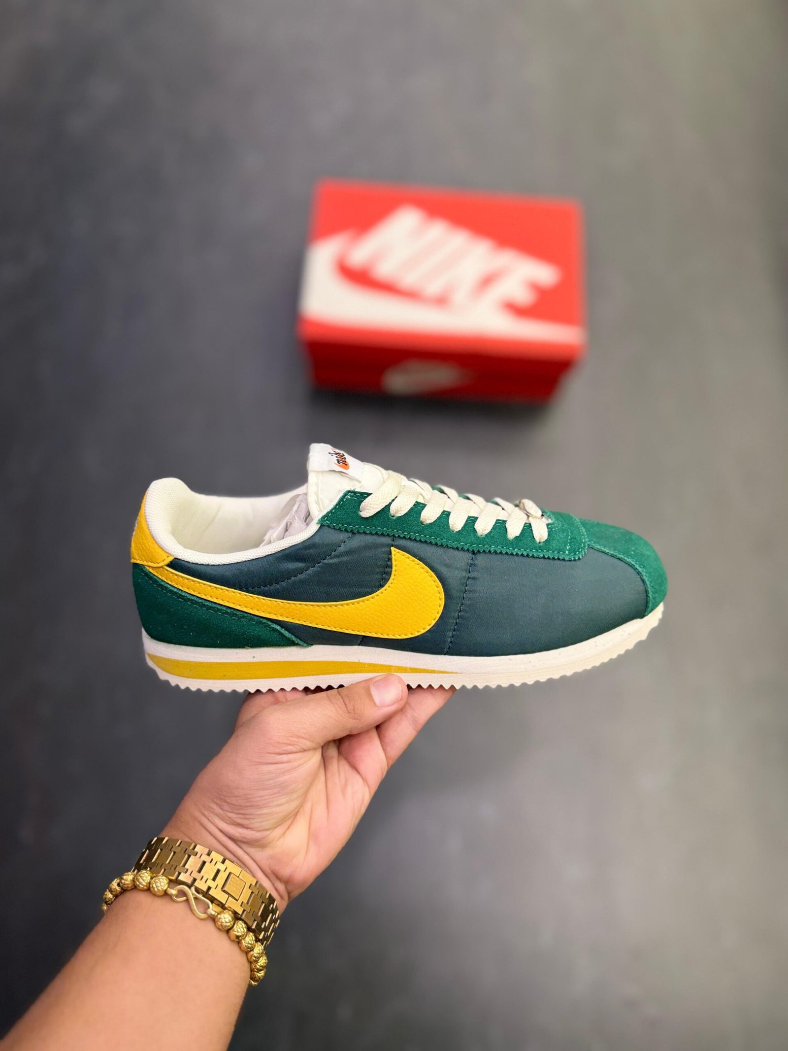 Cortez Green Yellow Sports Running Shoes (1)