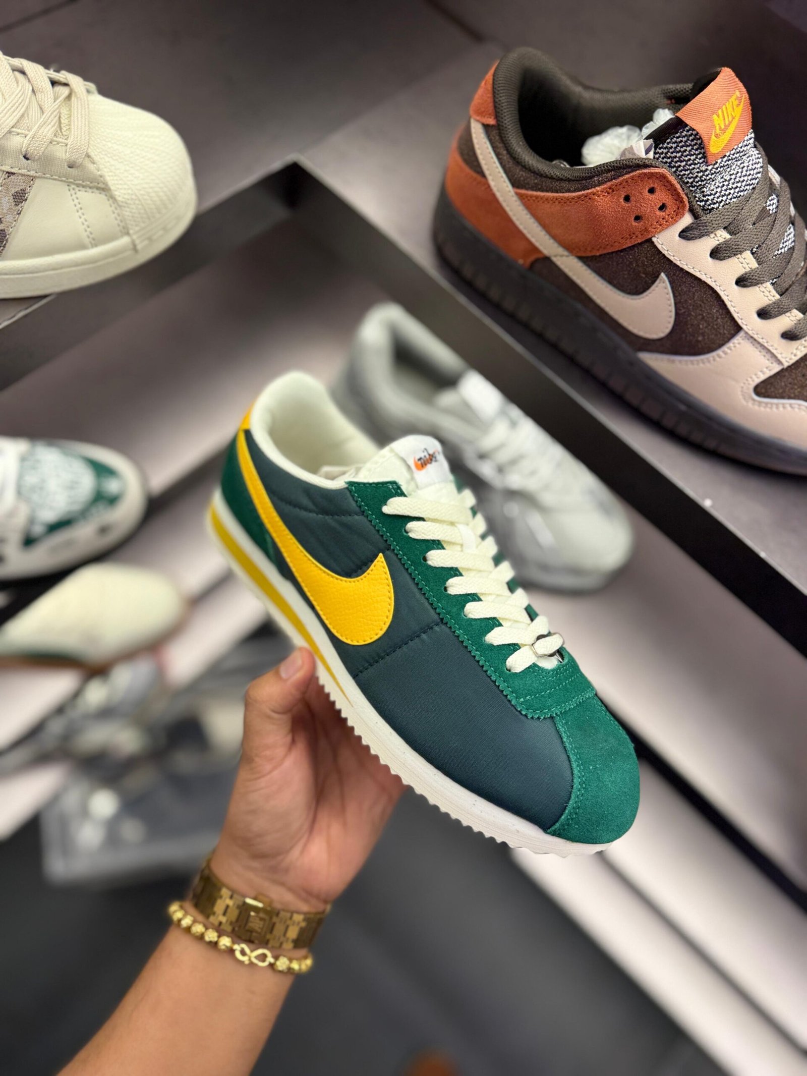 Cortez Green Yellow Sports Running Shoes (4)