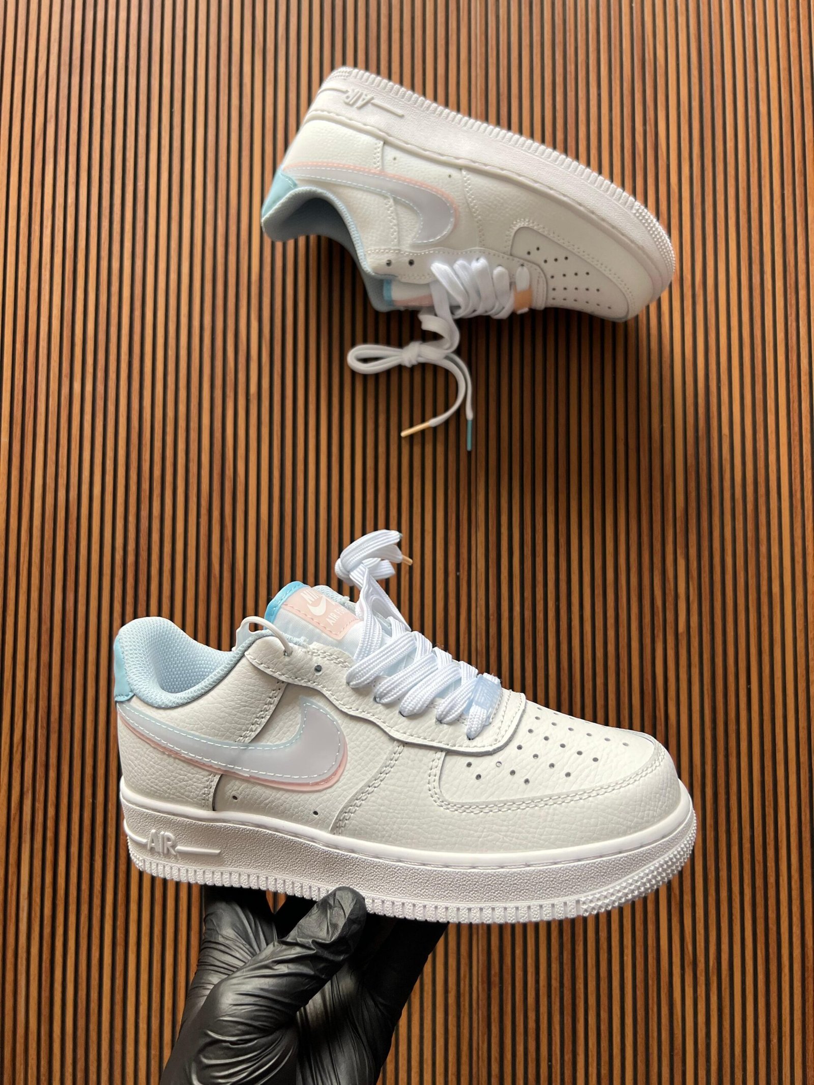 Double Swoosh Leather Sneakers For Girls (1)