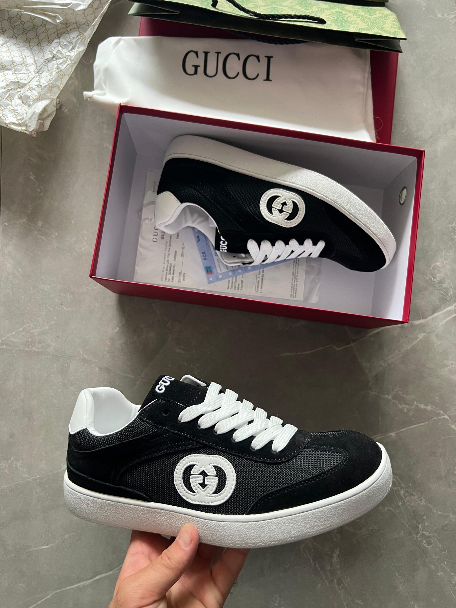 Imported Interlocking Black Suede Sneakers (2) Imported Interlocking Black Suede Sneakers (2)