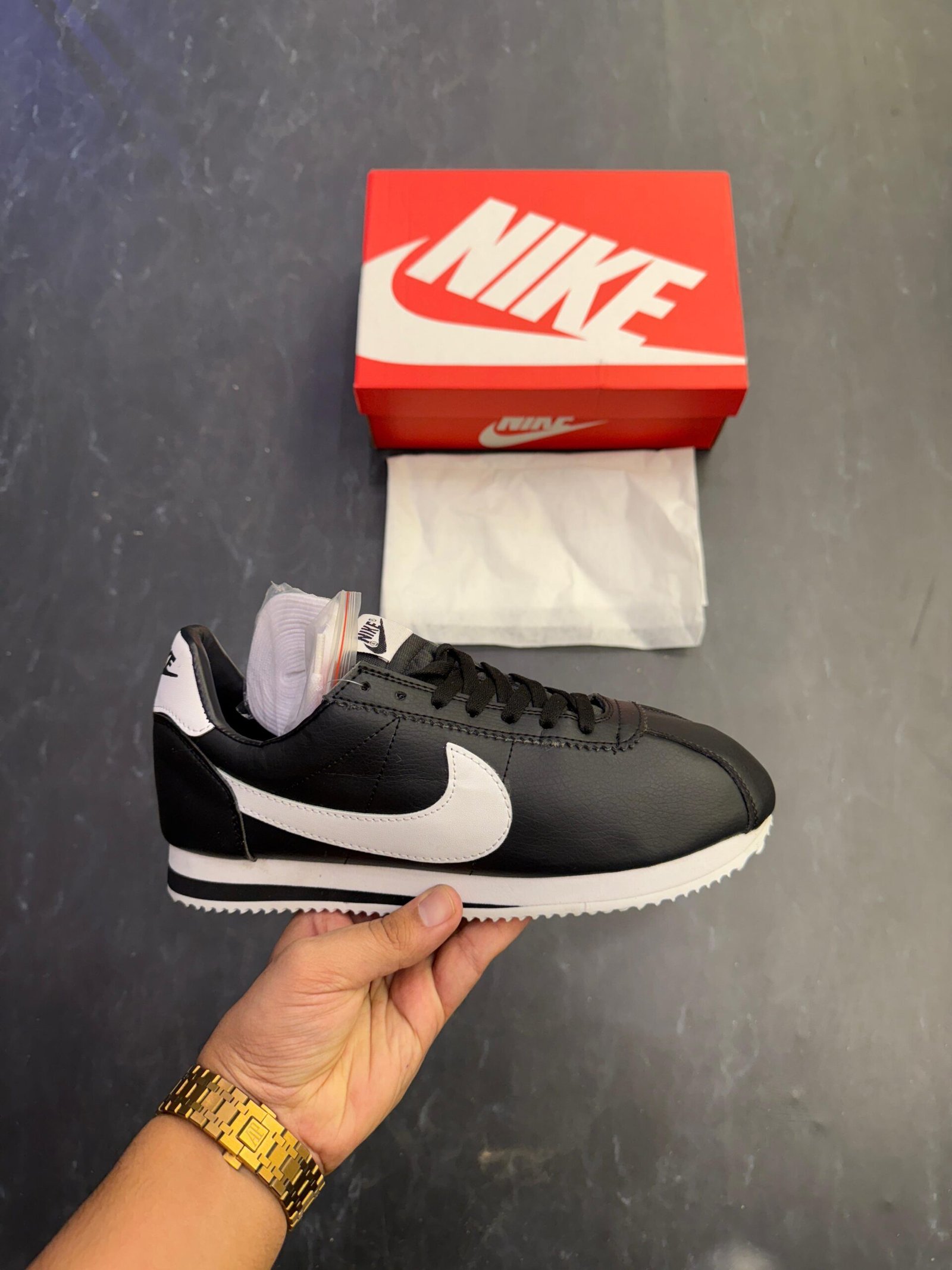 Cortez Basic Black White Sneakers On Sale (1)