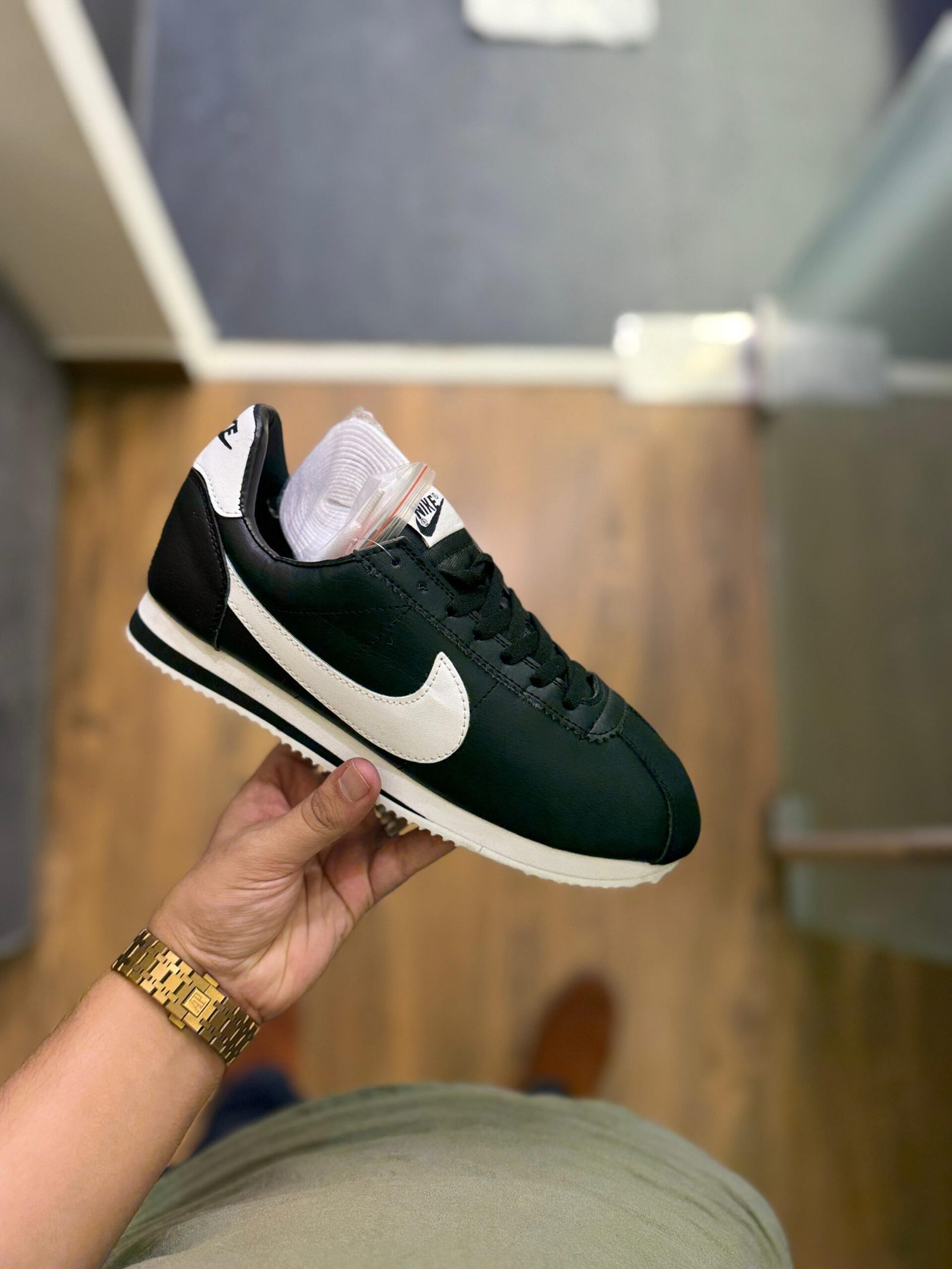 Cortez Basic Black White Sneakers On Sale (3)