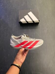 Grey Red Adizero Adios 9 Running Sneakers – Boys' Performance Shoes