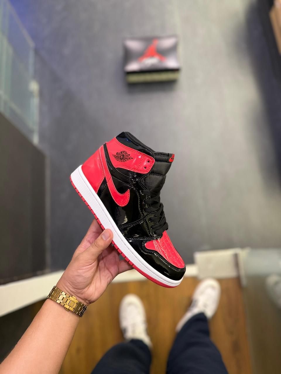 Patent Bred Retro 1 Air Jordans – Classic Black and Red Sneakers (1)
