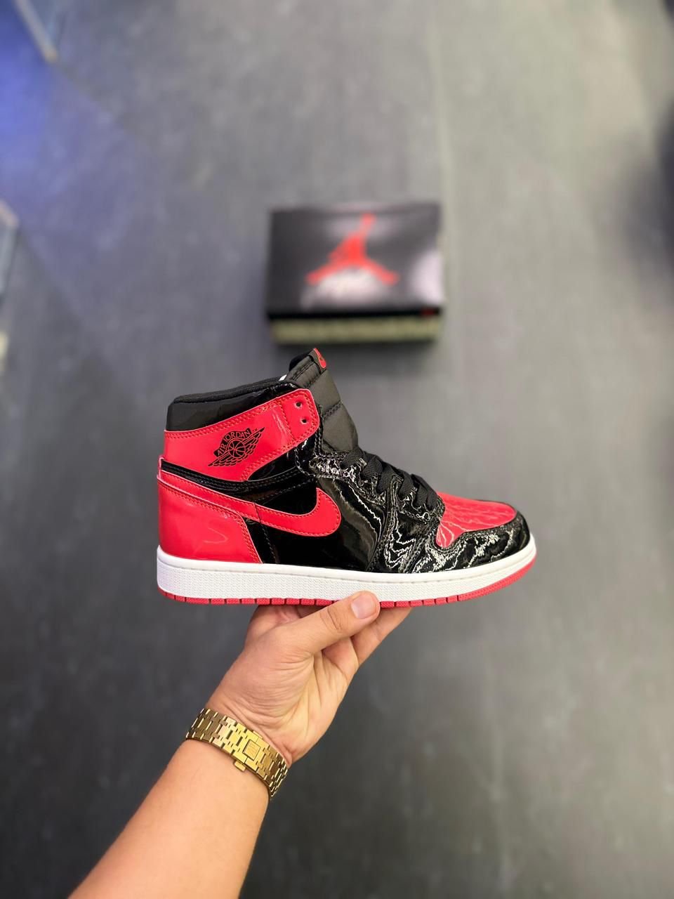 Patent Bred Retro 1 Air Jordans – Classic Black and Red Sneakers (3)