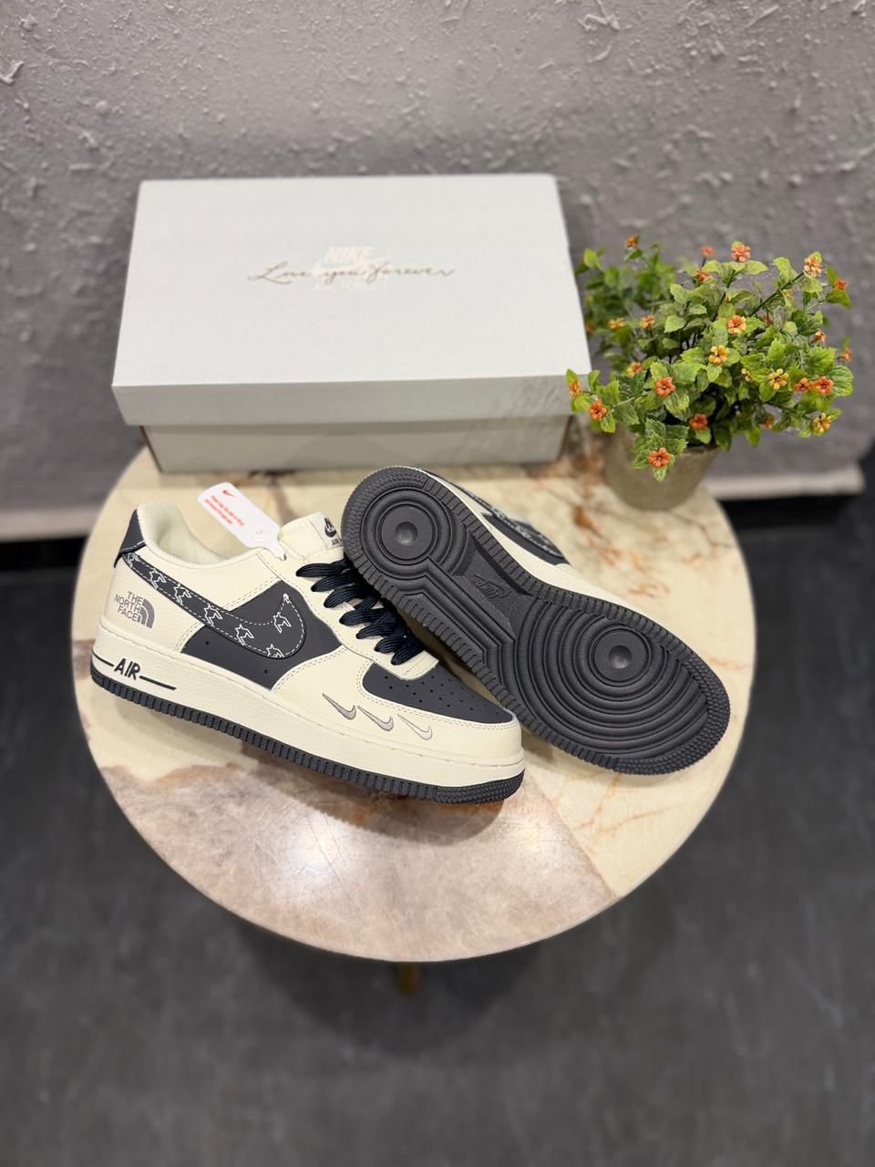 Air Force Custom Collaborative White Blue Sneakers (1) Air Force Custom Collaborative White Blue Sneakers (1)