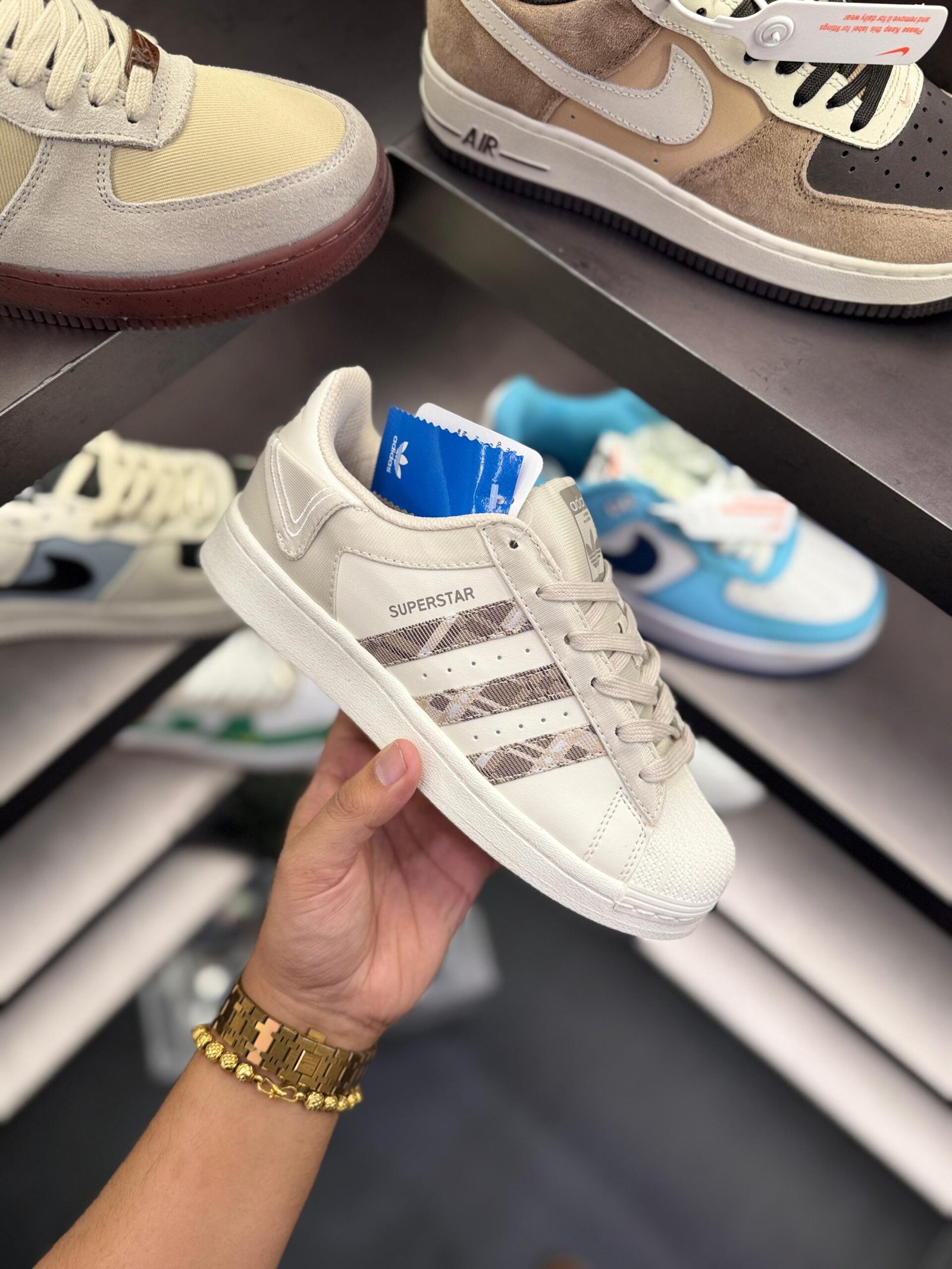 Brown Button Superstar Sneakers – Unisex Classic Casual Style