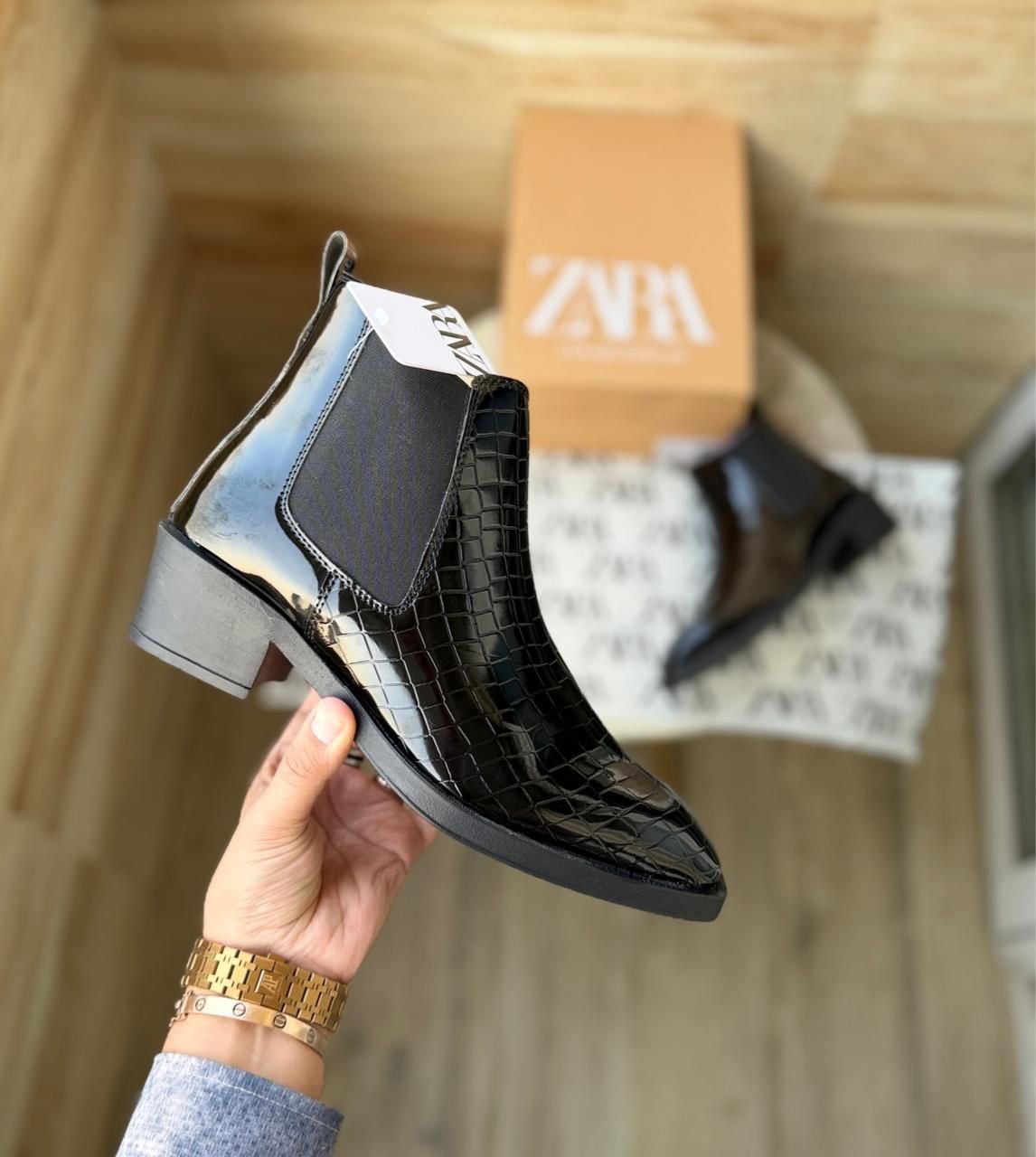 Croco Texture Chelsea Boots (2)