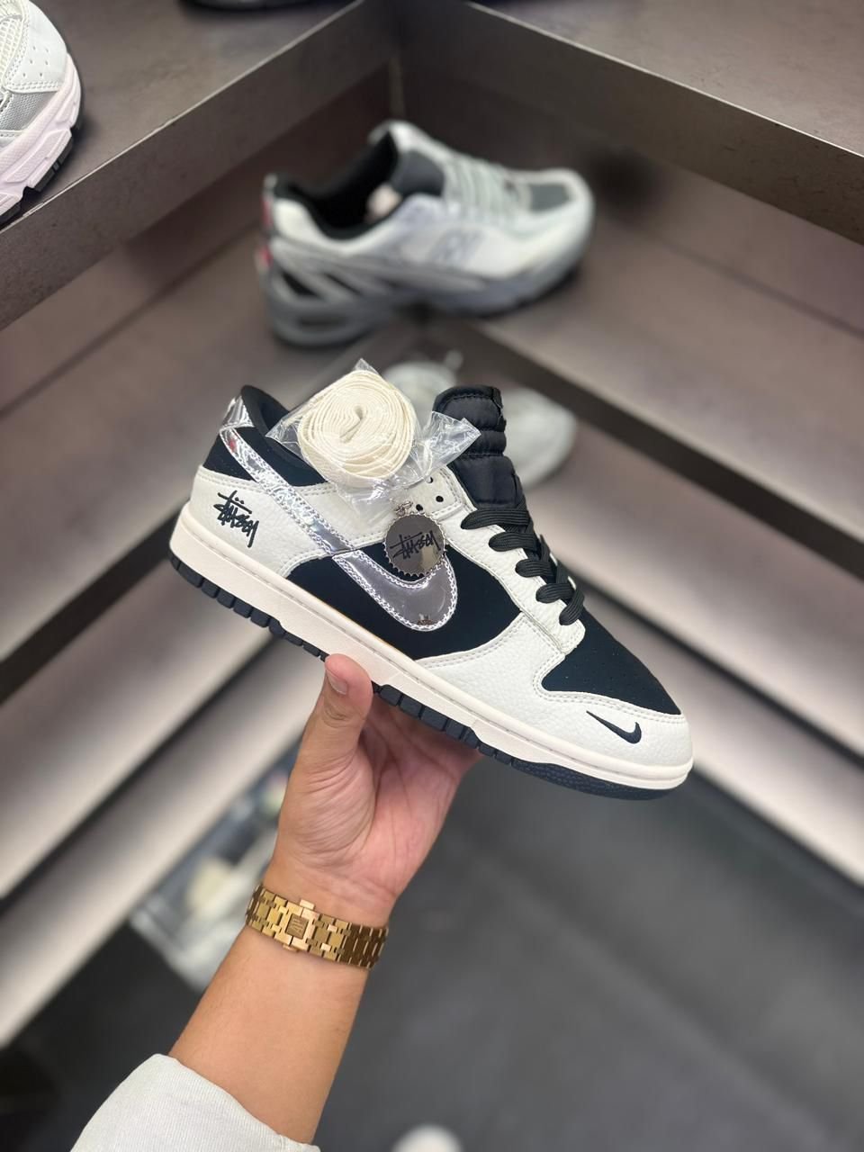 Stussy Black Silver Low-Top SB Dunk Sneakers (3) Stussy Black Silver Low-Top SB Dunk Sneakers (3)