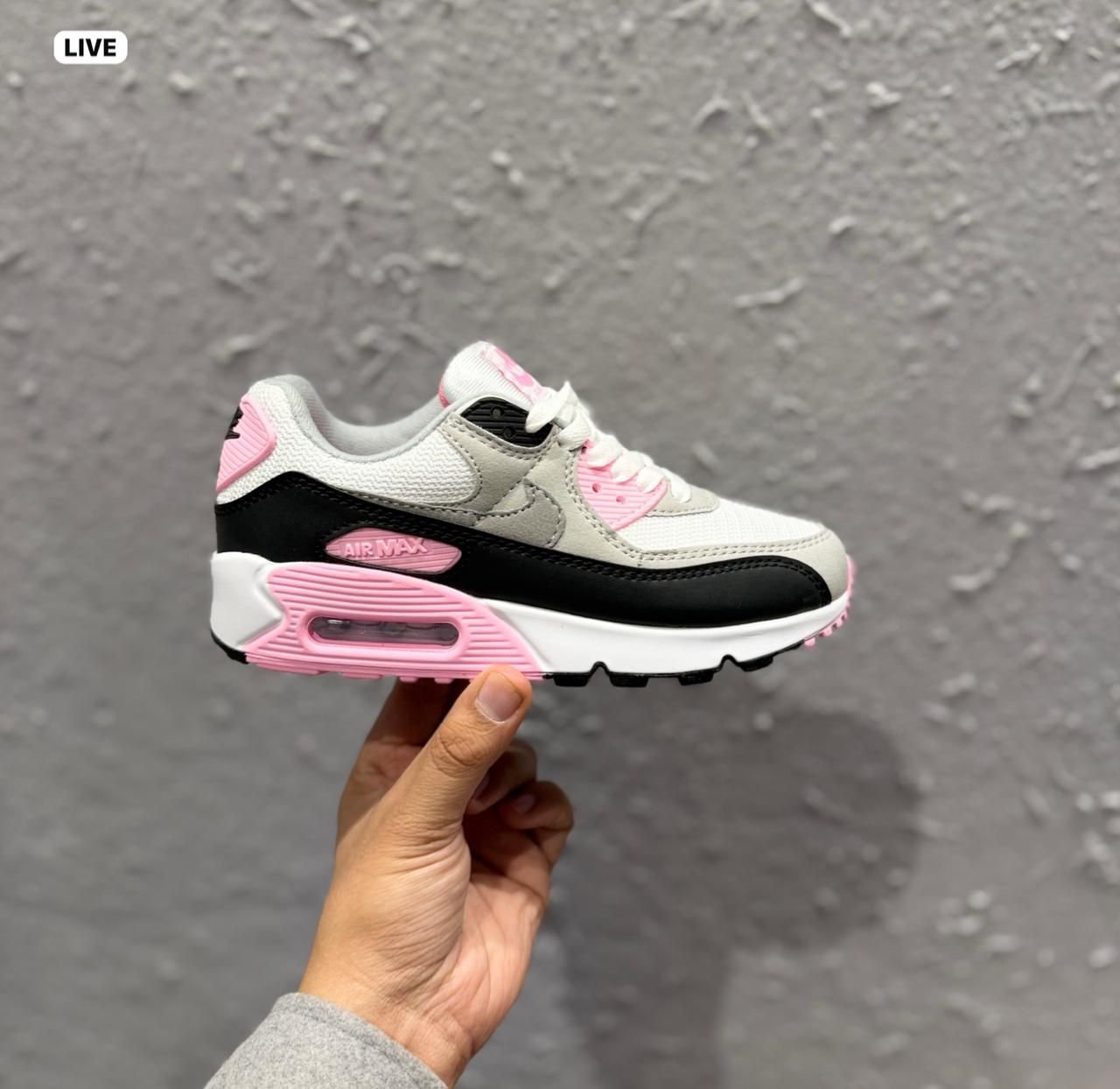 Airmax 90 White Pink Girls Casual Shoes (4) Airmax 90 White Pink Girls Casual Shoes (4)