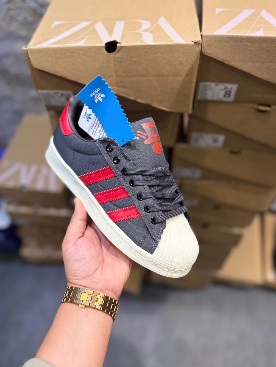 Superstar Grey Red Sneakers – Urban Classic Street Style