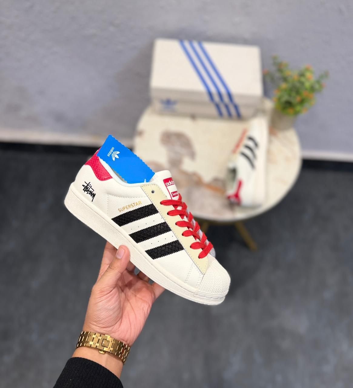 Superstar White Black Red Sneakers – Bold Street Classic Style